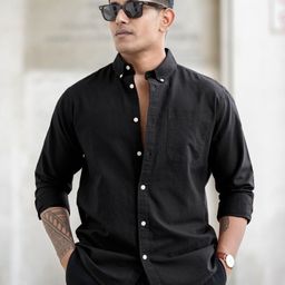 Powerlook Men Button-Down Collar Solid Cotton Casual Shirt-image-36