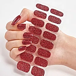 Proplady Set Of 24 Glittery Reusable Artificial Press On Nails - Red image 4