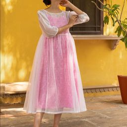 The Yellow Bow Floral Printed Cotton Shoulder Straps Fit & Flare Midi Dress-image-22