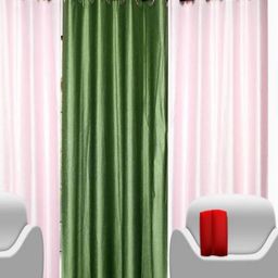 BELLA TRUE Green & White 3 Pieces Long Door Curtains-image-94