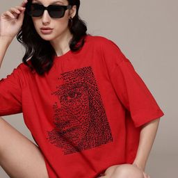 Moda Rapido Women Printed Drop-Shoulder Sleeves T-shirt-picture-37