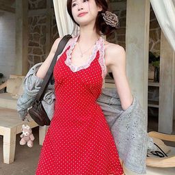 StyleCast x Revolte Polka Dot Printed Halter Neck A-Line Mini Dress-picture-7