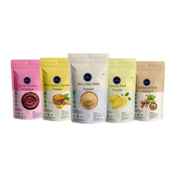VEDICINE Set Of 5 Rose Petal Lemon Wild Turmeric Multani Mitti Sandalwood Pack-50g Each-20