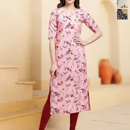 HERE&NOW Selection Of 3 Gemeteric Printed Round Neck Straight Kurta-picture-37