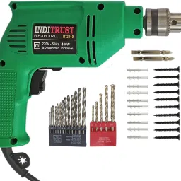 3 Month Warranty 400W 10mm Reversible Electric drill machine with 13Pcs HSS bit & 5 Pcs Masonry 2pc Ph2 bt & 10pc Gitti +10pc Screw Pistol Grip Drill-22