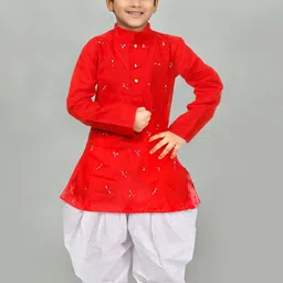 TAKE STYLE Boys Embroidered Regular Thread Work Pure Cotton Kurta with Patiala-picture-11