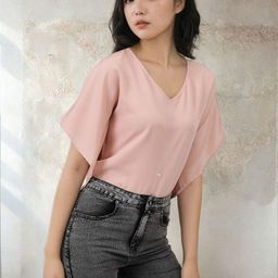 Kotty Women Flared Sleeve Crepe Boxy Top-image-5