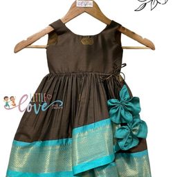 Little Love Kids Couture Coffee Brown Silk Dresses-picture-46