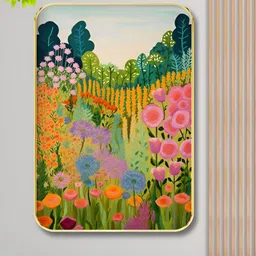 Myntra Elegant Homes Pink & Orange Floral and Botanical Printed Wooden Wall Art-image-41