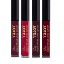 TILKOR Set Of 4 Mini Matte Liquid Lipsticks - Blood Red - 1.5 ml Each-21