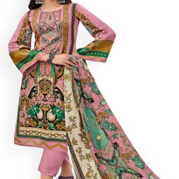 DRAVINAM Trends Embroidered Pure Cotton Unstitched Dress Material-image-29