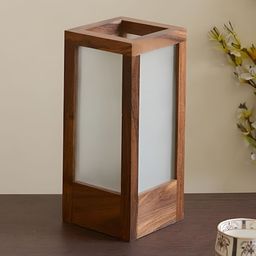 Artica Brown and White Wooden Rectangle Shaped Table Lamp-35