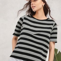 MACK JONNEY Women Striped Round Neck Cotton Relaxed Fit T-shirt-picture-15