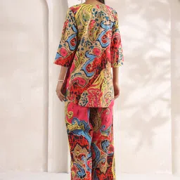 CRAFIQA Printed Round Neck Pure Cotton Top With Trousers Co-Ords image 3