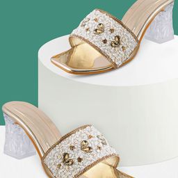 HUNYZA FOOTWEAR Women Embellished Party Block Mules-11