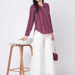 Selvia Women V-Neck Printed Cotton Top-image-64