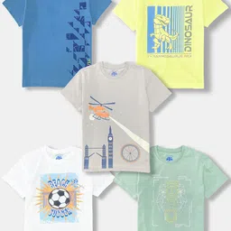 YUV Boys 5 Printed Applique Cotton T-shirt Pack of 5-image-9