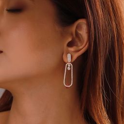Voylla Sparkling Elegance Zara Scarlet American Diamond Contemporary Drop Earrings-picture-6