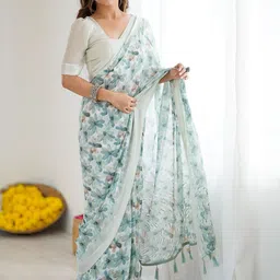 Moda Rapido Floral Poly Georgette Block Print Saree-picture-37