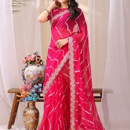 Leelavati Striped Embroidered Pure Georgette Saree-36
