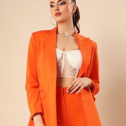 VOLCAPE Single-Breasted Peaked Lapel Collar Blazer-image-61