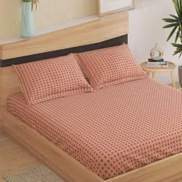 Home Centre Oxford Creole Brown Printed Cotton 144 TC King Bedsheet Set 1.95 x 1.8 m-image-57