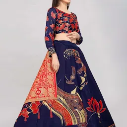 DIVASTRI Semi-Stitched Lehenga & Unstitched Blouse With Dupatta image 4