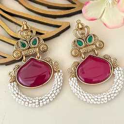 Zeviel Women Gold-Plated Contemporary Drop Earrings-picture-19