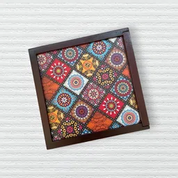 Angira handicrafts Brown & Red Printed Wooden Multi-Utility Organiser-45