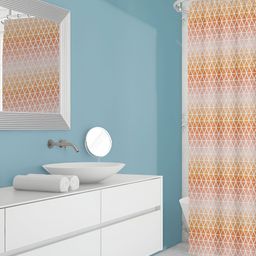 ArtzFolio Rust & White Printed Water Proof Shower Curtain-12