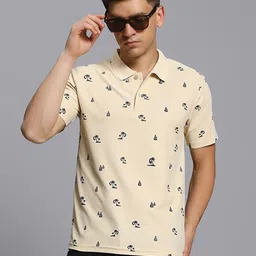 TIMBER HITCH Conversational Printed Polo Collar Cotton T-shirt-picture-22