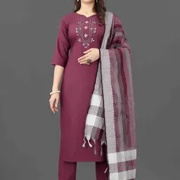 Moda Rapido Women Floral Yoke Design Regular Mirror Work Kurta with Trousers & With Dupatta-picture-7