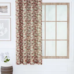 Story@home Brown Geometric Sheer Window Curtain-image-63