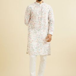Manyavar Floral Printed Mandarin Collar Straight Kurta-picture-47