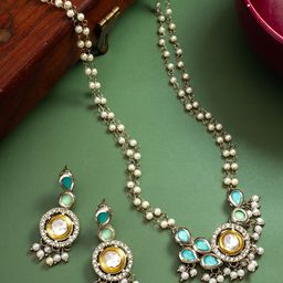 Anouk Silver-Plated Kundan Studded & Beaded Jewellery Set-image-12