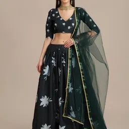 Warthy Ent Printed Thread Work Semi-Stitched Lehenga & Unstitched Blouse With Dupatta-picture-7