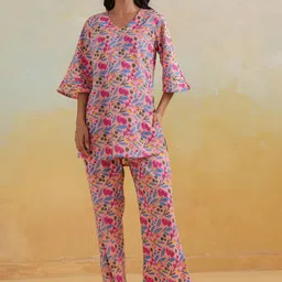 CRAFIQA Printed Pure Cotton Tunic With Palazzos Co-Ords-image-32