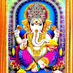 SUNINOW Gold-Toned & Blue Ganesha Wooden Religious Photo Frame-picture-51