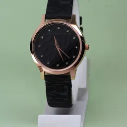 VIRAKTI Women Brass Dial & Leather Wrap Around Straps Analogue Watch F-46-BLACK-G-image-11
