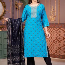 Sangria Girls Ethnic Motifs Printed Sequinned Straight Kurta-image-76