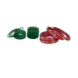 Somil Classic Combo Glass Bangles | Simple Chudi Set For Women & Girls | Daily Use & Special Occasions, Combo Of 2 Set, Green, Red-image-80