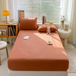 JC HOME Orange 140 TC Single Bedsheet with 1 Pillow Covers - 1.20 x 2.00m-picture-13