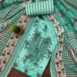 Panzora Floral Printed Sequinned Cotton Unstitched Dress Material-image-96