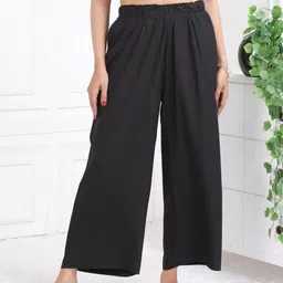 Mlada Women Knitted Regular Fit Mid Rise Palazzo-image-7