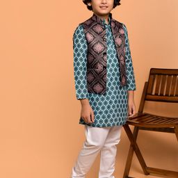 PRINTCULTR Boys Ethnic Motifs Printed Regular Kurta with Pyjamas image 3