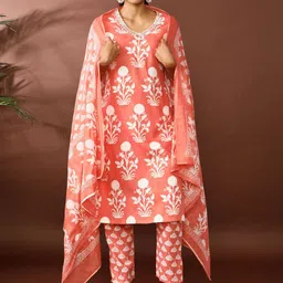 Jaipur Kurti Floral Printed Straight Kurta With Trouser And Dupatta-image-39