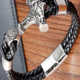 Jewelgenics Men Black Leather Bracelet-image-91