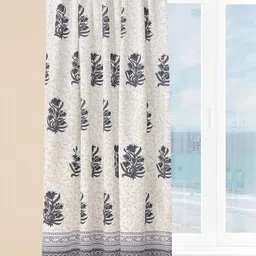 AAZEEM Softscape Series White And Black 2 Pieces Floral Printed Velvet Window Curtain-image-59