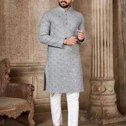 AWM Men Cotton Embroidered Straight Kurta-image-85
