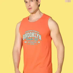 WOOSTRO Pack Of 2 Printed Pure Combed Cotton Gym VestsVWS26(BKLN ORANGE)(98 RUST)-image-46